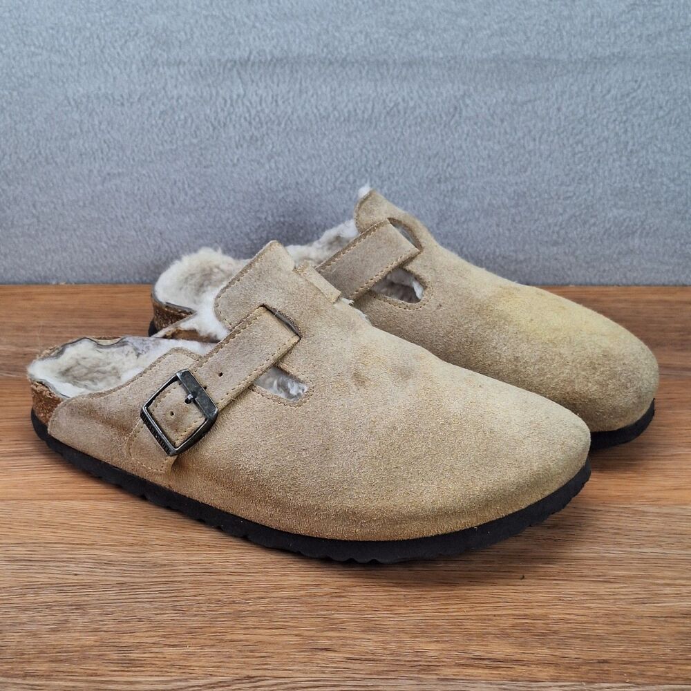 Birkenstock Boston Women's 8 EU 39 Narrow Shearling Clogs Taupe Suede
